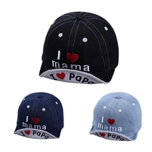 Детская шапка I Love mama& papa для новорожденных мальчиков и девочек из хлопка, мягкая Весенняя детская шапка с принтом I Love mama