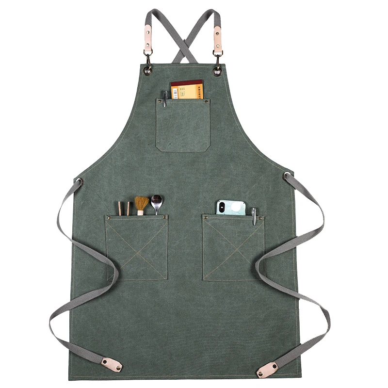 SenYue woman Men Adjustable Adult Bib Apron With Pockets Chef Waiter Kitchen Cook Apron