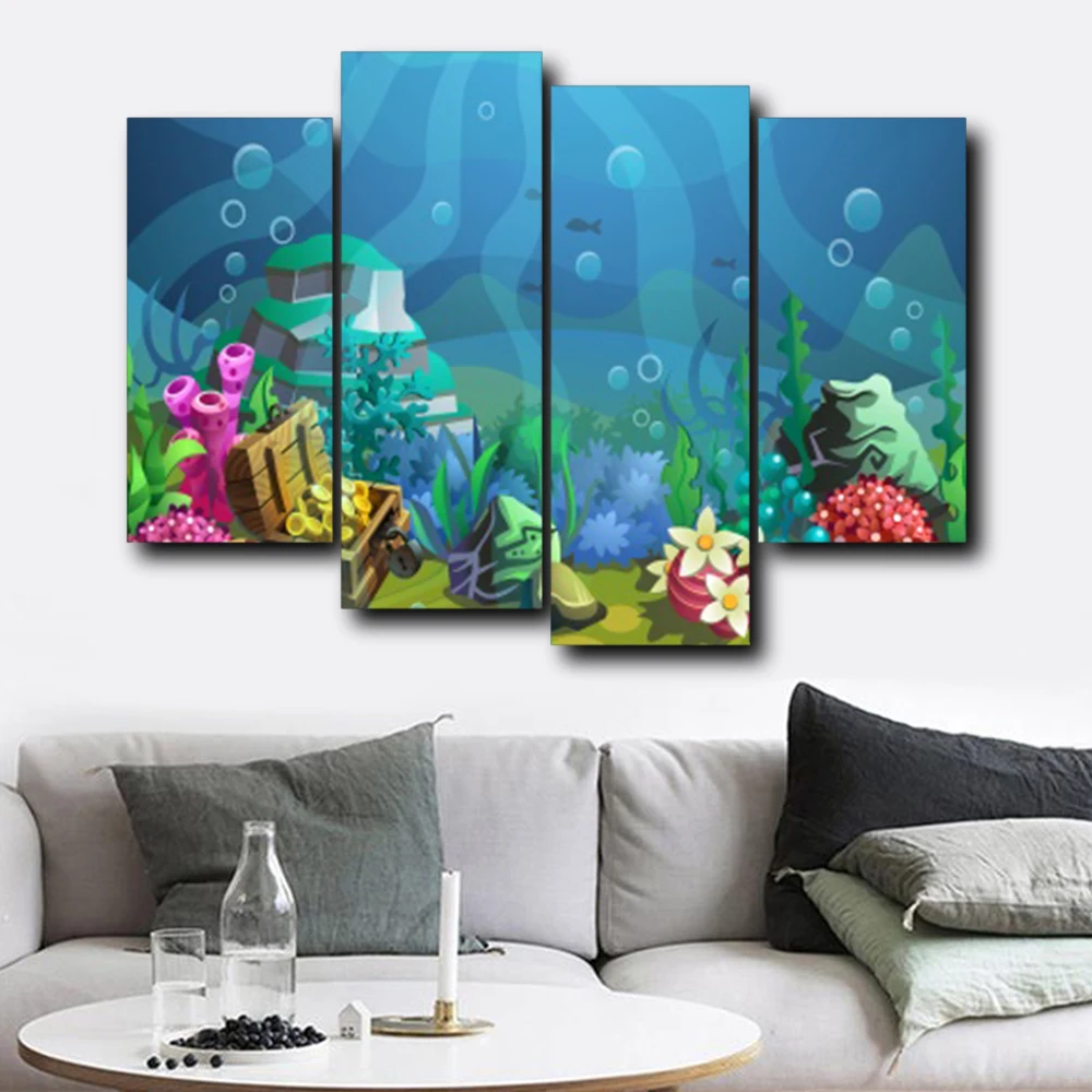 

Laeacco Underwater World Nordic Canvas Painting Classic Posters and Prints Wall Artwork Pictures for Living Room Home Decoration