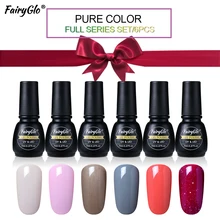 FairyGlo 6 шт. Набор ногтей чистый цвет УФ-гель для ногтей набор маникюрный замачиваемый Гель-лак "сделай сам" для наращивания ногтей набор маникюрных инструментов
