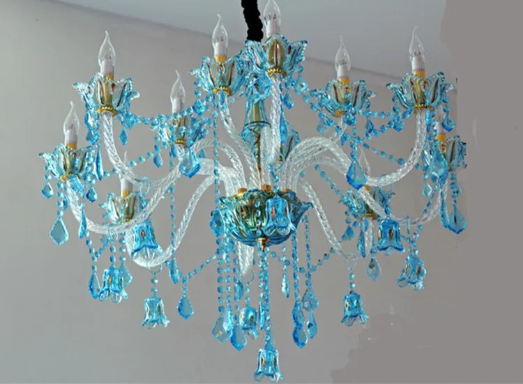 Французская светодиодная стеклянная люстра из прозрачного стекла led Candelabro синие