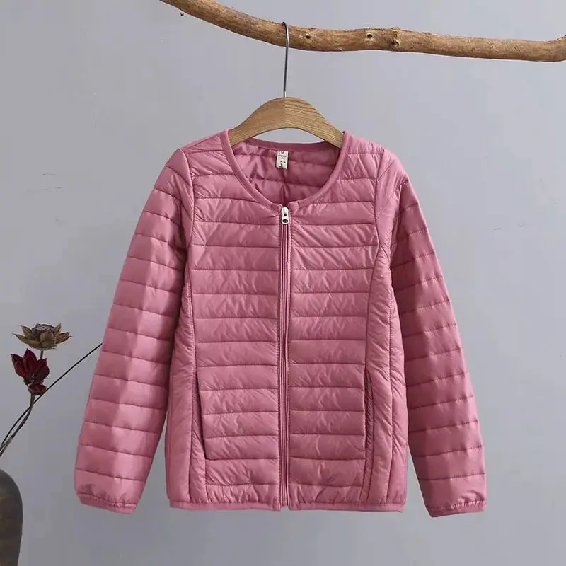NewBang 5XL 6XL размера плюс легкое хлопковое пальто женское зимнее теплое пальто без воротника на молнии тонкие куртки - Цвет: pink