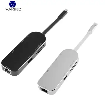 

7 in 1 Type-C to 2 USB3.0 Hub+ SD/TF Card Reader + 4K HDMI HD Video Output Port + Gigabit Lan+ PD