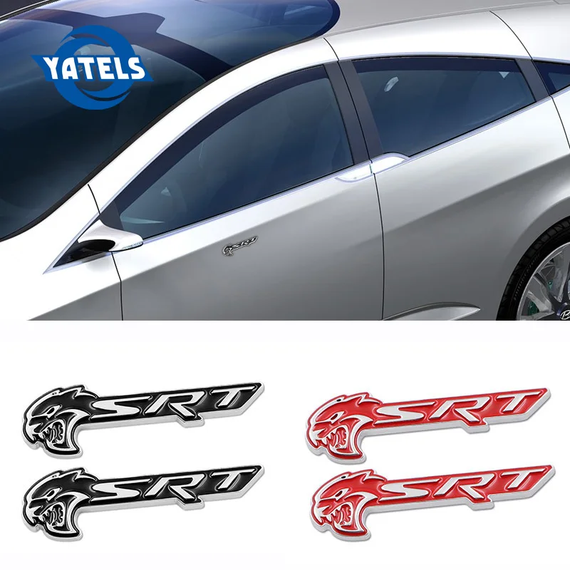 

2pcs high quality Red & Black SRT HELLCAT Emblem Car Fender Logo Sticker Decal For Dodge Ram Charger Challenger Car Accessories