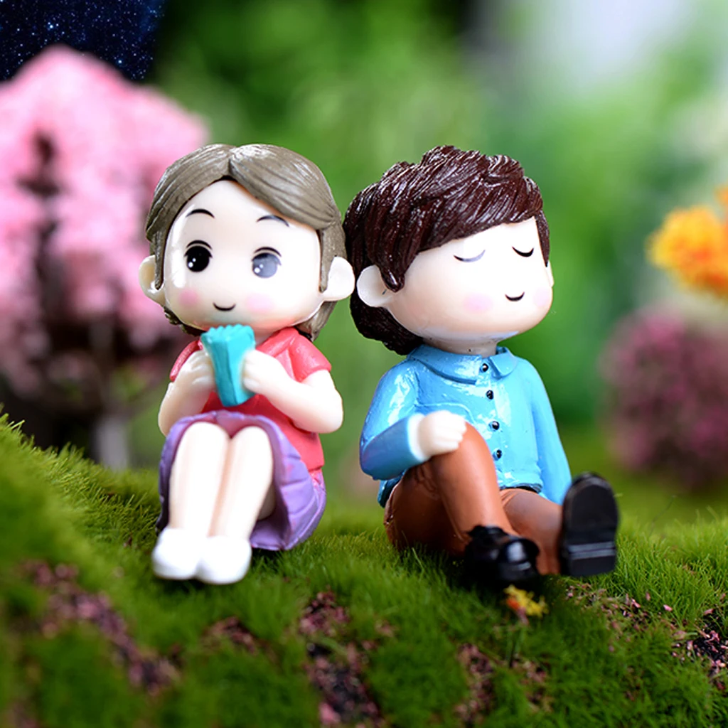 5 Pattern Garden Ornament Miniature Couple Flower Figurine Craft Plant Pot Fairy Decor Cakes Decorations