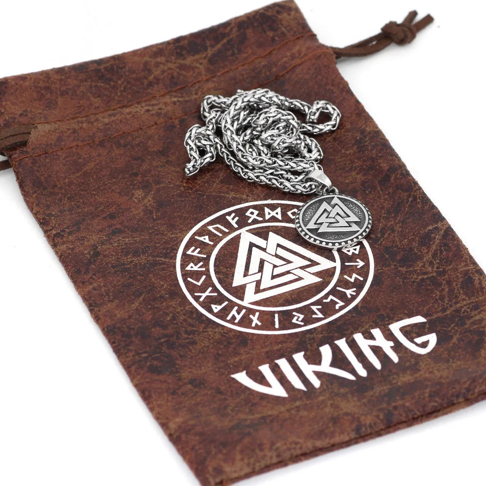 Скандинавский Викинг Valknut Амулет из нержавеющей стали кулон ожерелье для мужчин