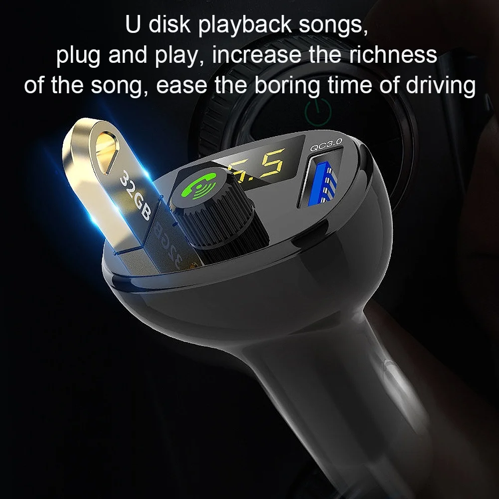 SRUIK FM передатчик Bluetooth MP3 плеер Handsfree Car Kit беспроводной радио без потерь звука QC3.0