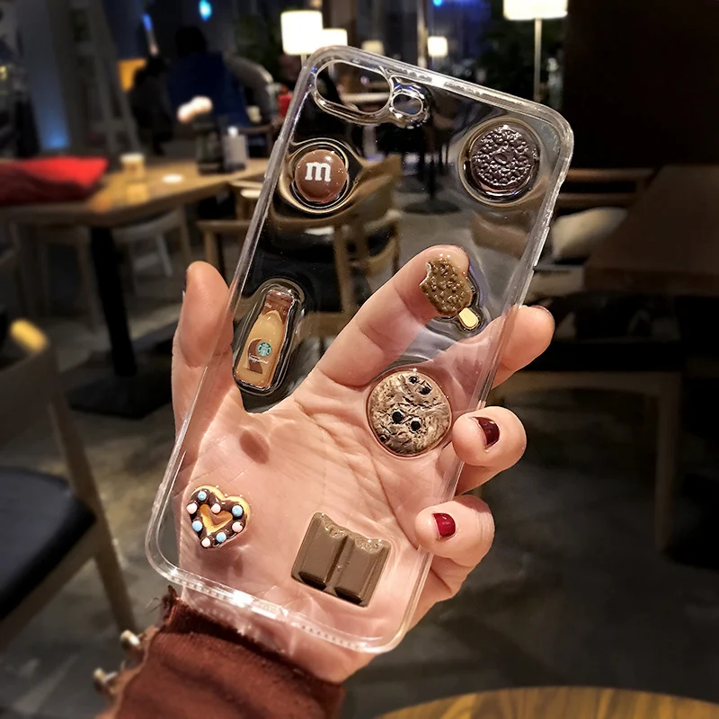 

Cute 3D Coffee Chocolate Transparent Silicone phone case for iphone X XR XS MAX 6S 7 8 plus for samsung S8 S9 S10 Note 8 9