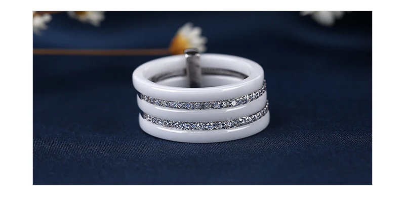 Новое поступление ширина керамические кольца для женщин Кристалл Мода ювелирные изделия Подарок на годовщину свадьбы классический черный белый 5 слоев кольцо подарок