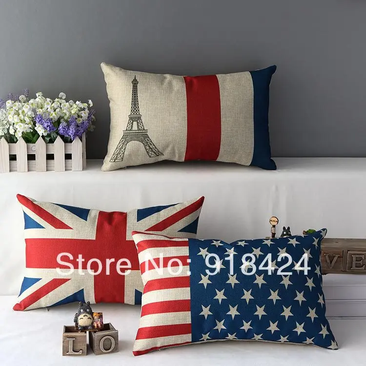 

Free Shipping.3PCS/SET Wholesale And Retail THE FLAG Printing Waist Pillow Case.Size 30*50cm