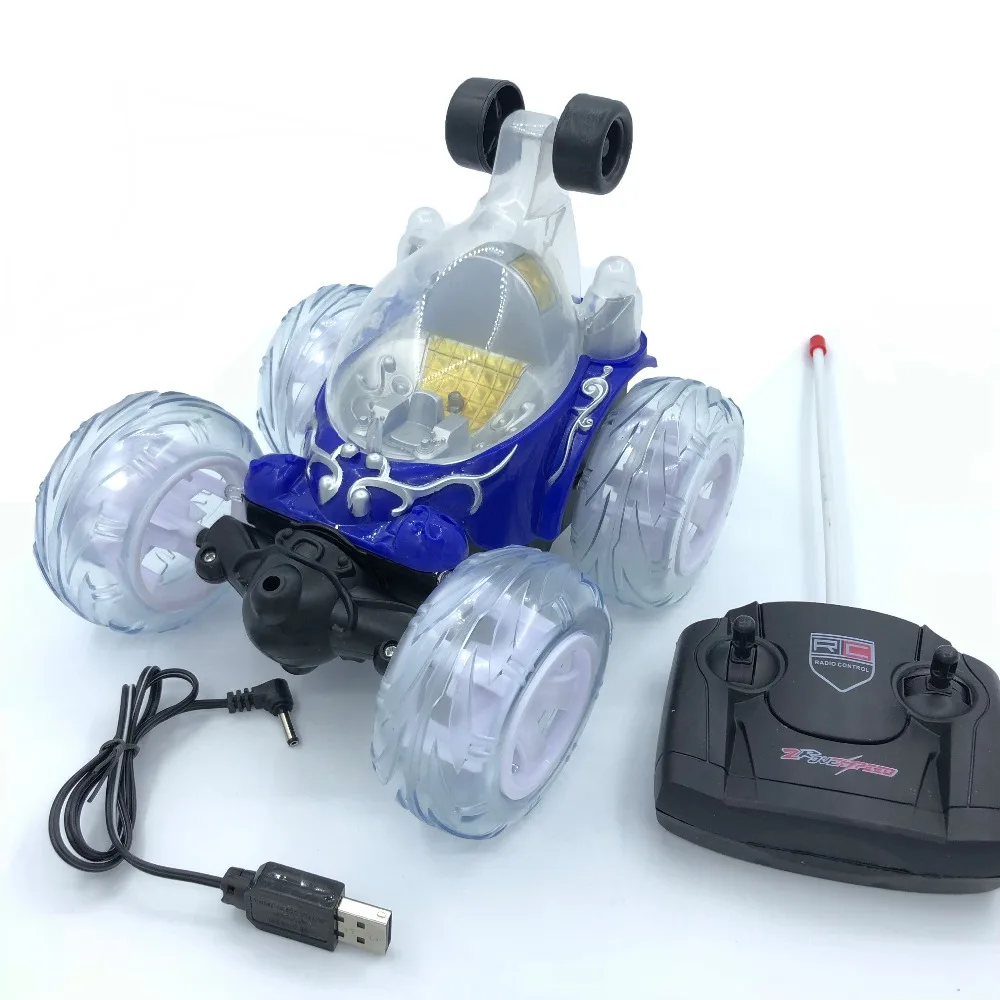 

Stunt Remote Control Car Toys Colorful Light Built-in Battery Rollable Car USB Interface Charging Creative Toy order365