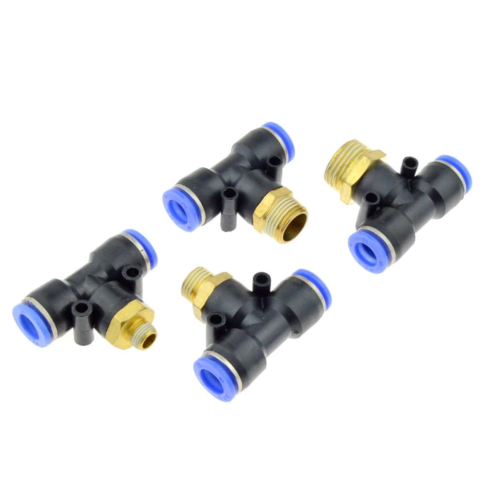 Air Hose Fitting 3 Way 10mm OD Hose Tube x 1/8" 1/4" 3/8" 1/2"BSPT Male