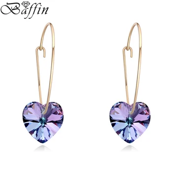 

BAFFIN Gold Color Hoop Earrings For Women Heart Crystals From Swarovski Romantic Statement Jewelry Party Accessories