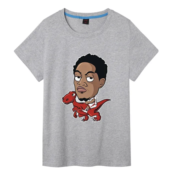 2017 Fashion Demar DeRozan cartoon dinosaur T shirt Tee 100 Cotton for