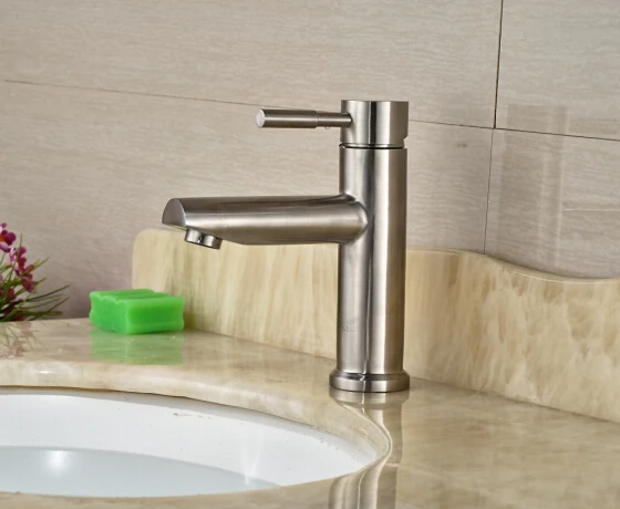 

Free Shipping Brief Nickel Brushed Vessel Basin Faucet Waterfall Spout Single Handle