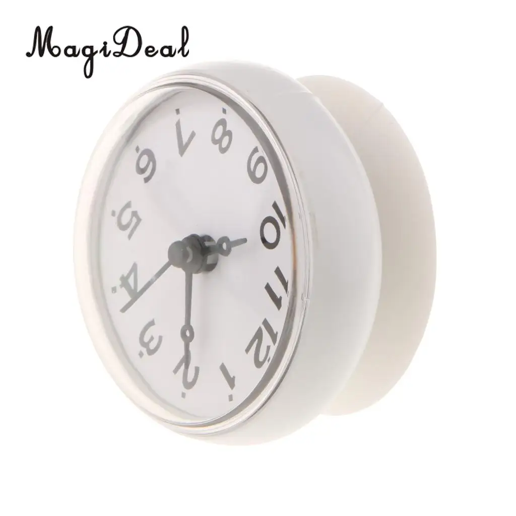 Silicone Waterproof Kitchen Bathroom Bath Shower Clock Suction Cup Wall Clock White
