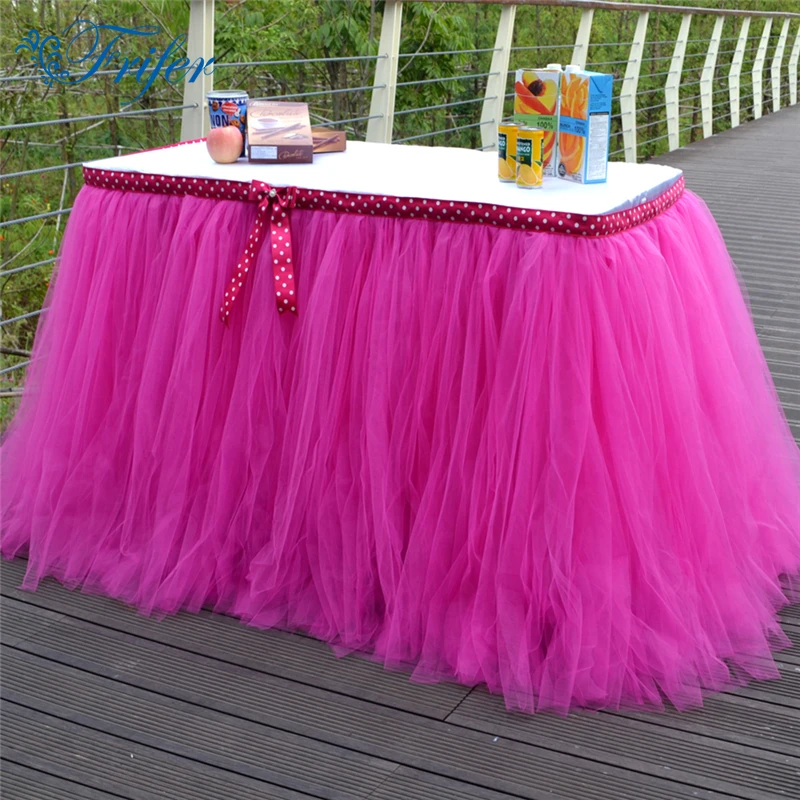 

6 colors Tulle Wedding Table Skirts Decorative Handmade Table Skirting for Wedding Banquet Birthday Baby Shower Parties Decor