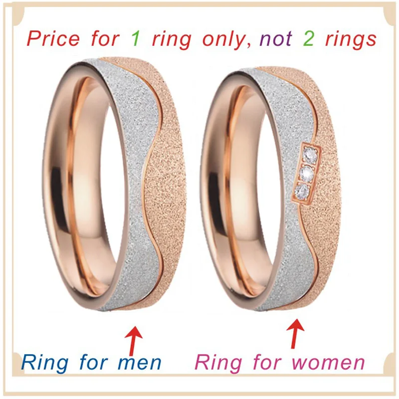 Couple Wedding rings for  Women Rose Gold Color Mens Rings