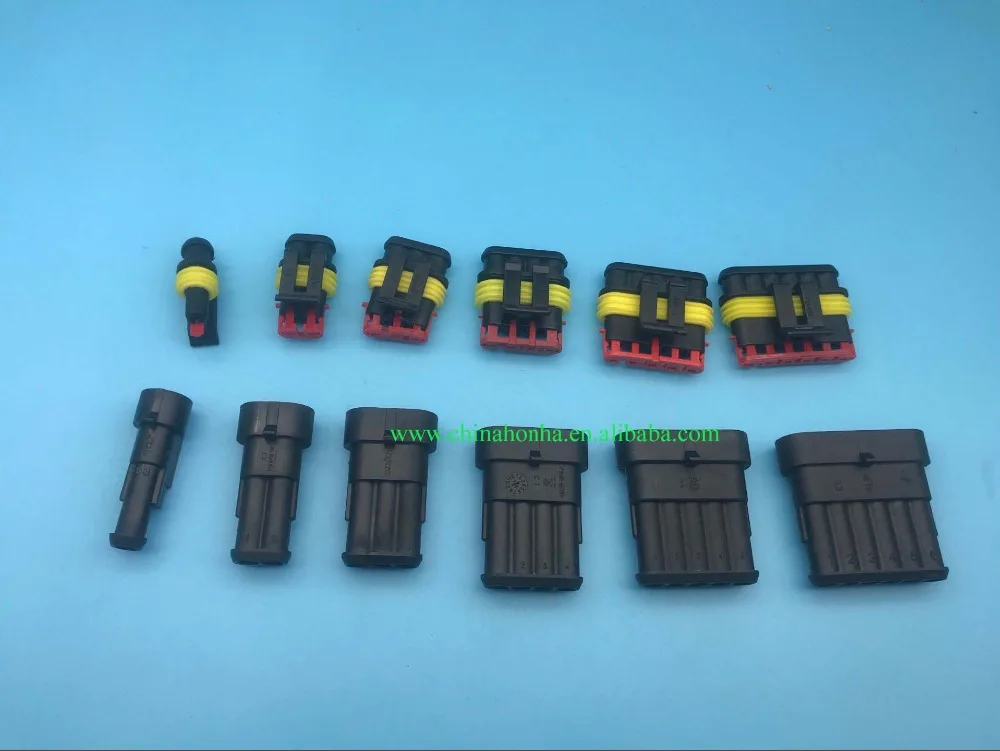 60 шт. комплект AMP Tyco Superseal 1 5 1/2/3/4/5/6 Pin женский и мужской водонепроницаемый