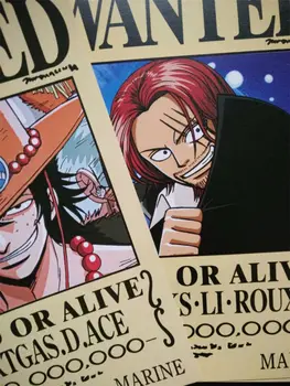 

66 pcs = 6 sets ONE PIECE poster Anime OP wanted Luffy Roux Ace Nami Chopper Zoro Brook Robin Sanji poster 42x29cm free shipping