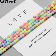 Wlyees contas de creme de doces 1000 peças, 4mm, cor de doce, redonda, neon, bola solta, para fazer pulseira, colar acessórios diy