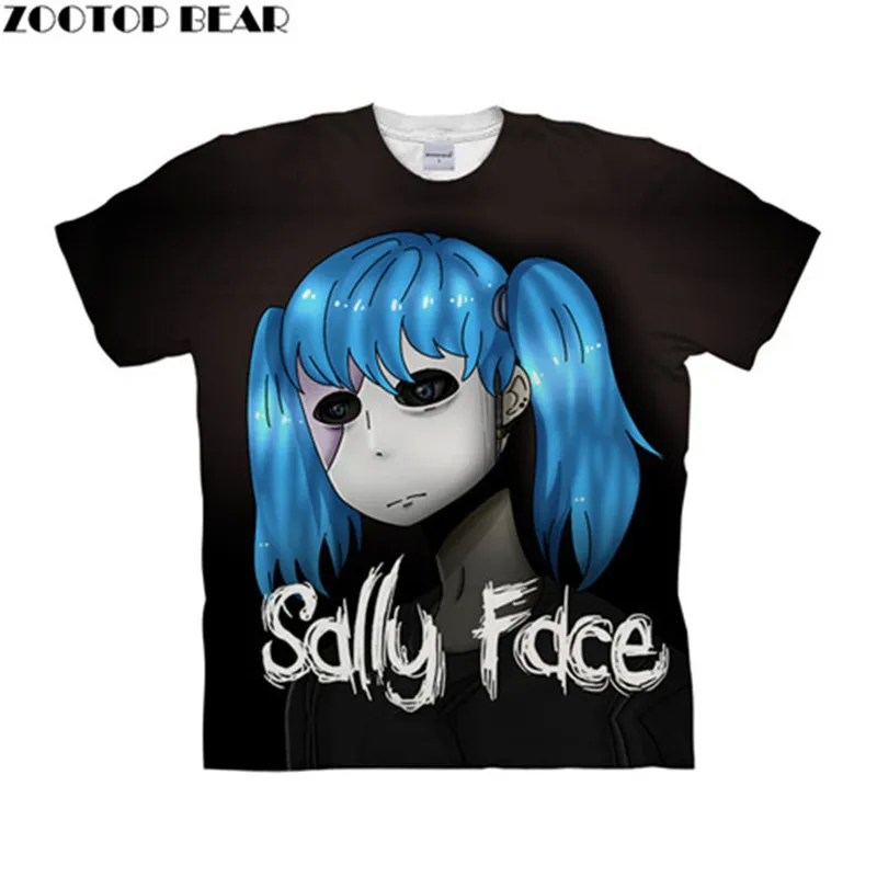 

2019 Newest Sally Face Print 3D T Shirt Mens Comic Con Cosplay T-shirts Summer Loose Cool Tee Cute Anime Series Tshirt Tops Tees
