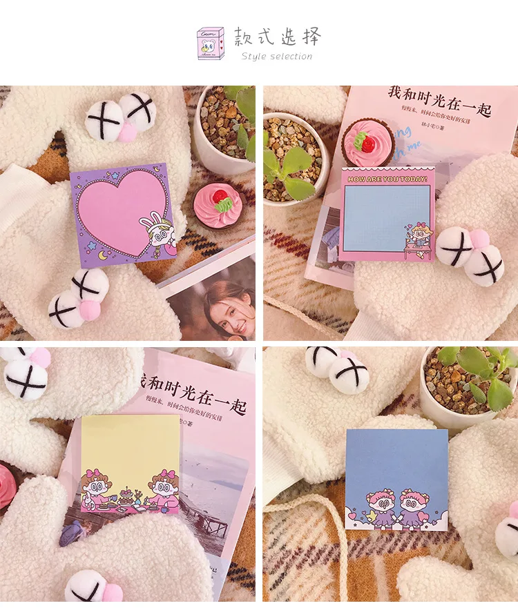 Милый кавайный Ins Girl Sticky Note memo pad наклейка для офисного планировщика бумага корейские канцелярские принадлежности Школьные блокноты принадлежности