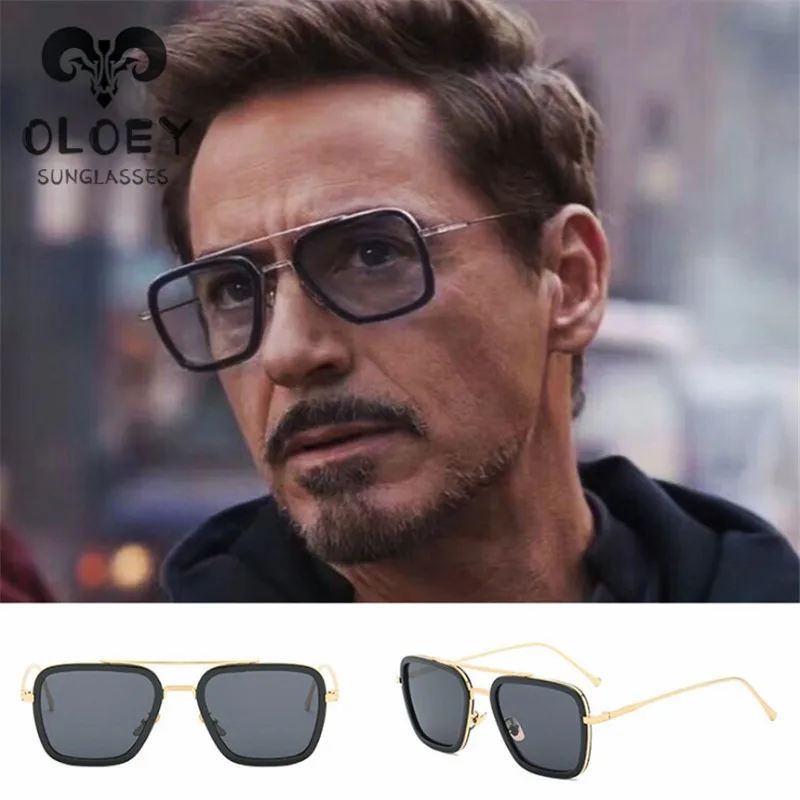 Солнцезащитные очки OLOEY Iron Man 3 мужские винтажные квадратные в ретро стиле|Мужские