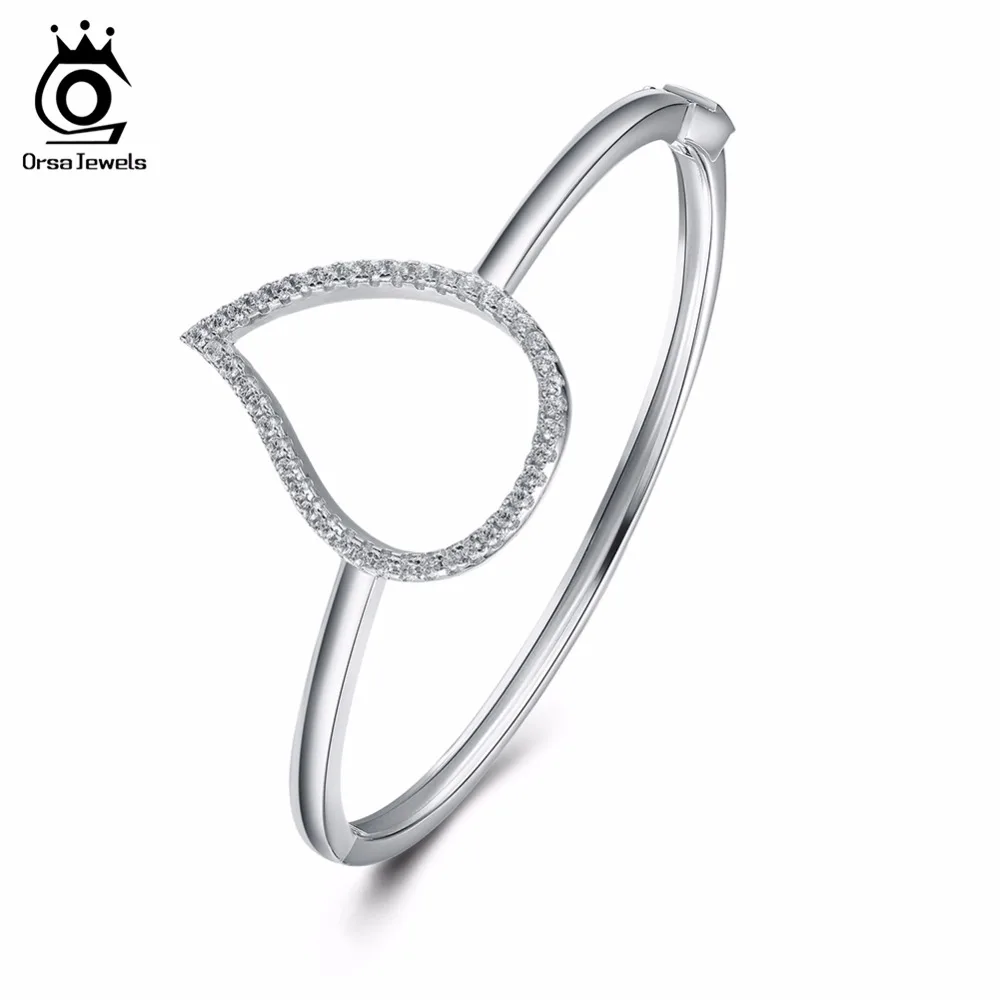 ORSA JEWELS браслет для женщин сердечко серебряного цвета формы с микро украшенное кубическими камнями циркон для женщин OB48