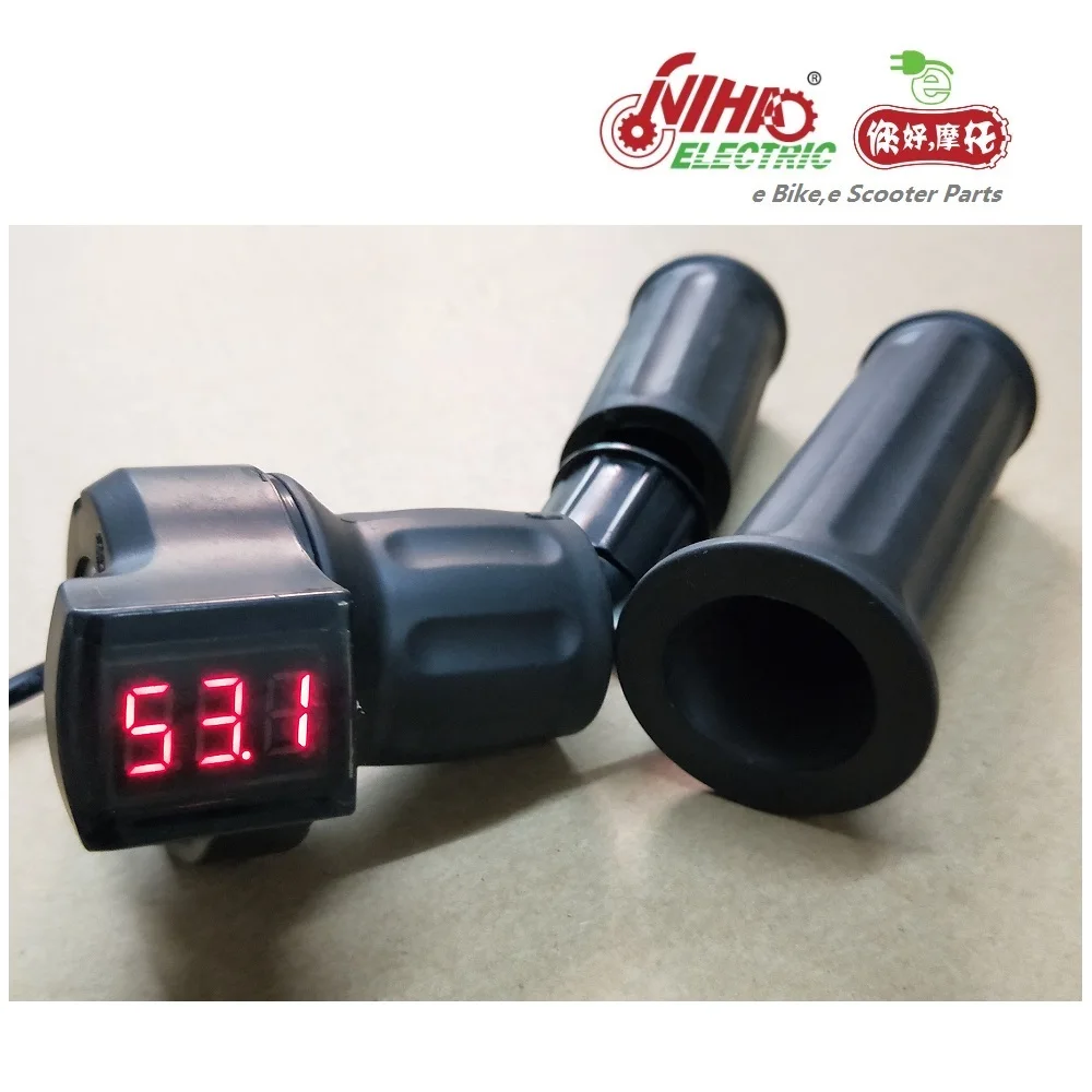 

18 E-BIKE 12V-72V Ebike Half Twist Throttle With LED Digital Voltage Display E Bike Bicycle Electric Scooter NIHAO MOTOR ZTECH