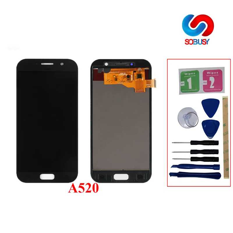 

Tested Super AMOLED LCD for SAMSUNG Galaxy A5 2017 Display Touch Screen Digitizer A520 A520F SM-A520F Assembly Replacement Parts