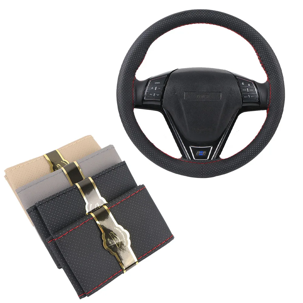 

Artificial Leather Steering Wheel Cover 38 cm Universal PU Material Braid on the Steering Wheel of a car With Needles and Thread