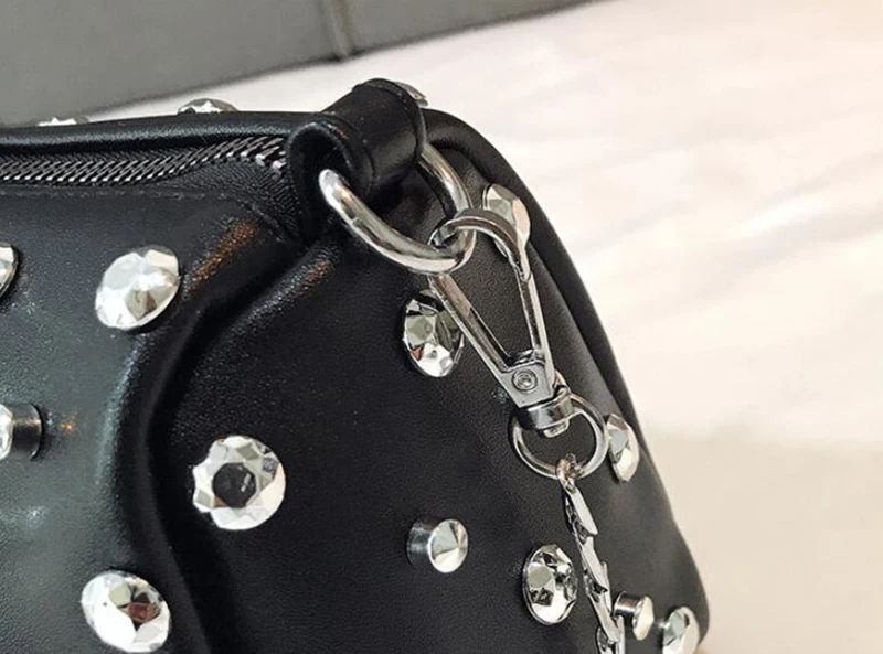 Yogodlns Bags For Women New Fashion Rivet PU Leather Women Bag Diamonds Shoulder Messenger Bag Chains Small Flap Crossbody Bag