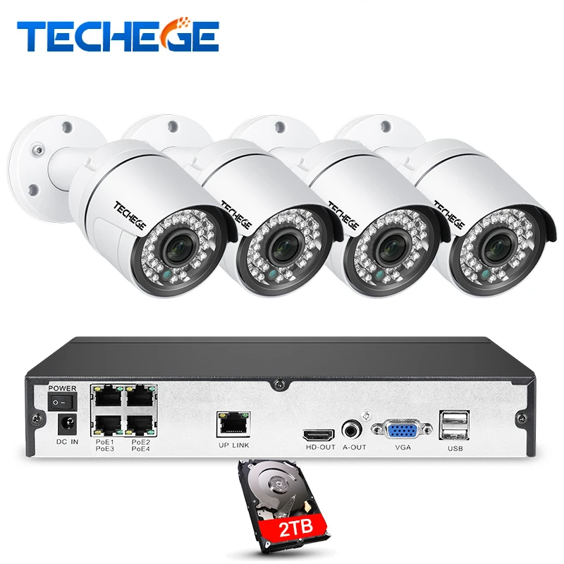 Techege 4CH font b CCTV b font System 1080P PoE NVR Metal Outdoor 2 0MP IP