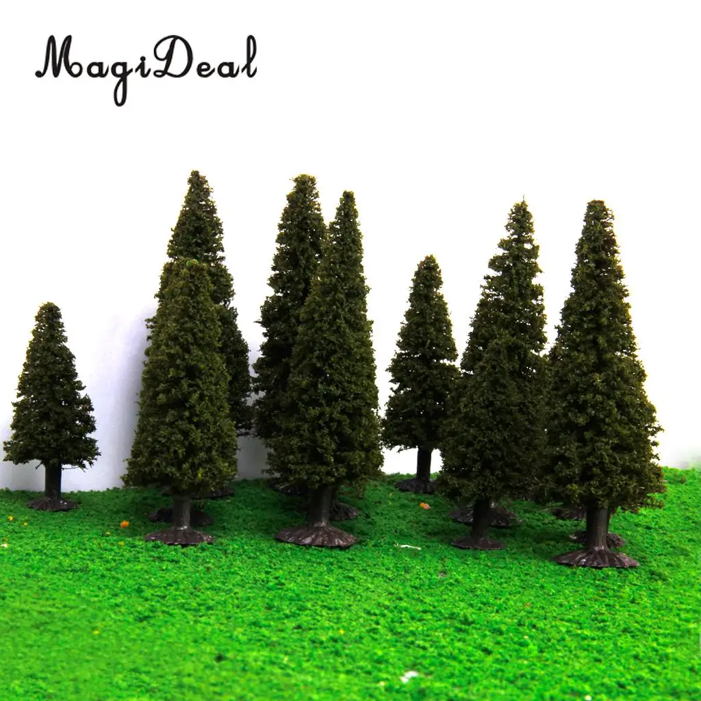 Boxed 15Pcs Multi Scale Cedar Model Trees Train Track Street Railway Building Diorama Scenery HO N Z