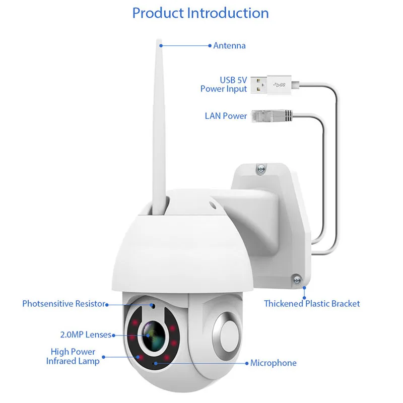  RorainT Wifi Outdoor IP Camera Waterproof IP66Two-way Audio Monitor 720P/1080P HD Security Wireless