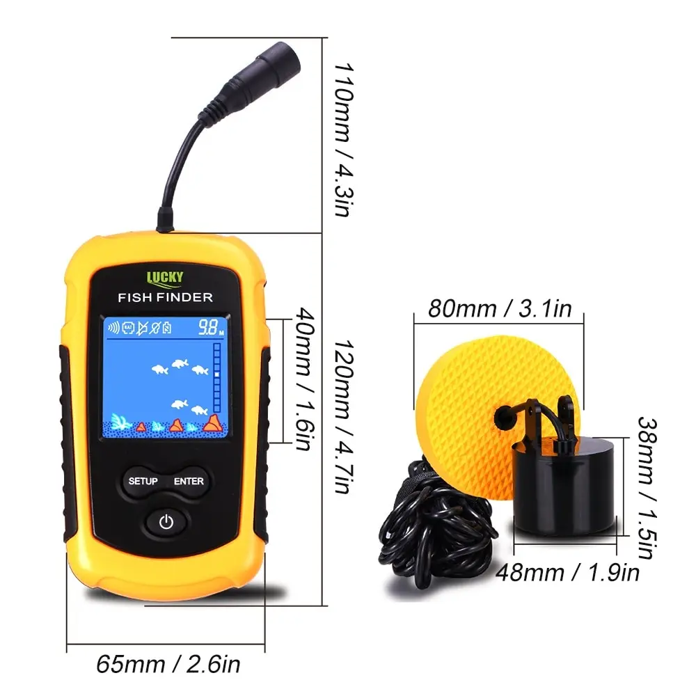 محظوظ المحمولة السلكية صياد السمك LCD شاشة ملونة 100 M عمق المدى سونار صدى ساوندرز Fishfinder الكارب الصيد معالجة Pesca