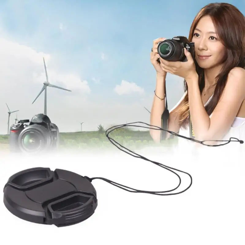 1pc 52mm Snap-On Lens Hood Cap Universal Replacement Cameras Lens Caps Protection Cover With Anti-lost Rope Mayitr