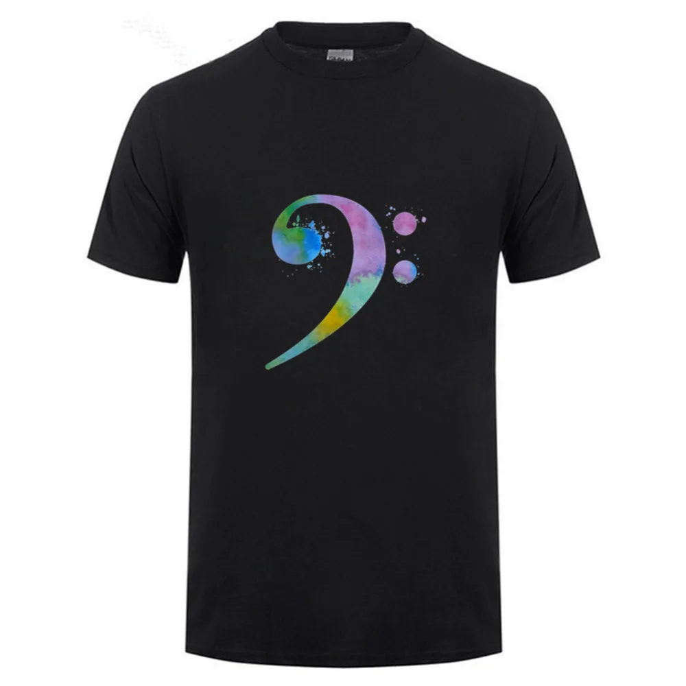

2018 Unique Men T Shirts Bass Clef music notes Clothing o*neck Short Sleeve 100% Cotton Bass Clef T Shirt For Young man