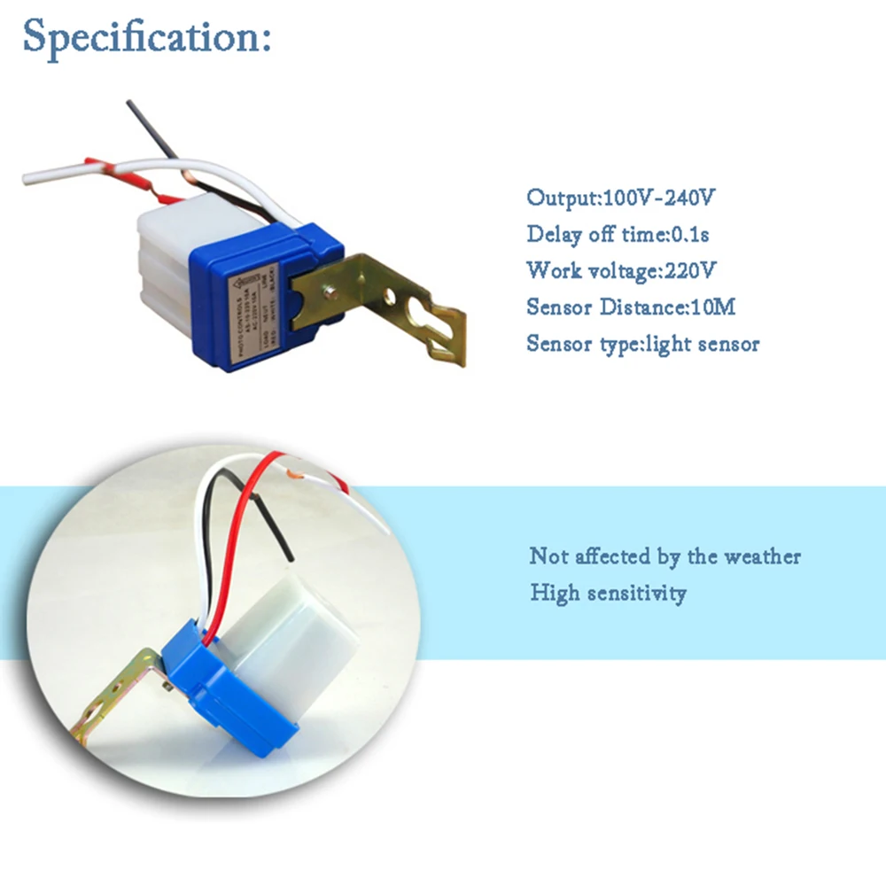 5 шт. датчик света переключатель управления Лер диммер Автоматическое включение/выключение 220 В фотоэлемент Улица 50-60 Гц 10A фотопереключатель Автоматический L