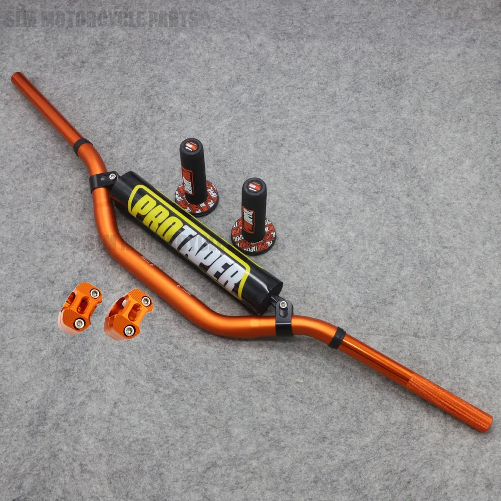 

Orange Newest Luxury 1 1/8 Handlebars 28MM Fat Bar +Bar Mount Clamp + Grips For Dirt Bike Motocross Enduro Offroad Motorcycle