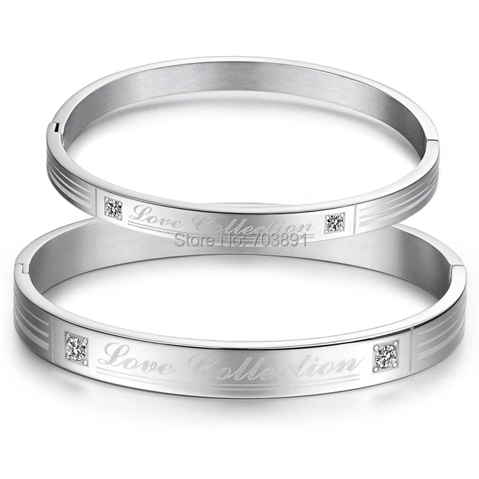 Fashion New Stainless Steel Bangles Crystal Couple Bracelets &amp For Lovers Men Women Jewelry Love Gift | Украшения и аксессуары