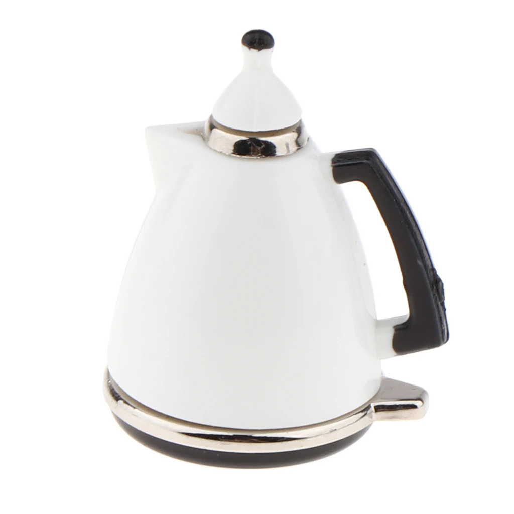 12th Doll House White Coffeepot Tea Pot Model, Dollhouse Kitchenware Tableware Accessories