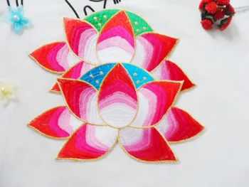 

lotus flower iron patches on cloth 10pcs/lot free shipping embroidered iron on lace patches lace appliques lace motif