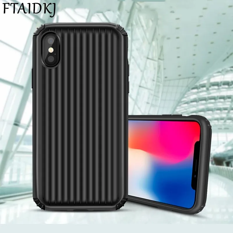 FTAIDKJ модный багажный чехол для телефона iPhone X 6 6S Plus чемодан класса люкс TPU + PC