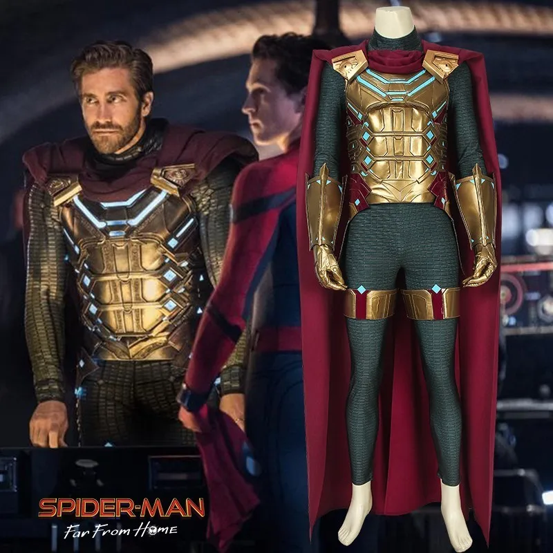 

Marvel Spider-Man: Far From Home Mysterio Costume Quentin Beck Spiderman Cosplay Adult Halloween Cloak Vest Boots Jumpsuit