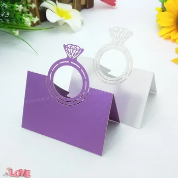 

50Pcs Laser Cutting Diamond Ring Romantic StyleTable Card Wedding Birthday Holiday Party Decoration Supplies 6ZZ32