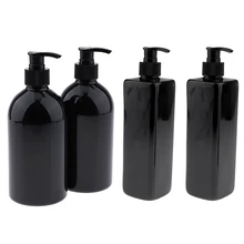 4 упаковки черный 500 мл пустые пластиковые бутылки с насосом, многоразовые бутылки для лосьонов, жидкости, шампуня
