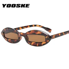YOOSKE маленькие Овальные Солнцезащитные очки женские Ретро прямоугольные розовые леопардовые черные Винтажные Солнцезащитные очки для женщин UV400