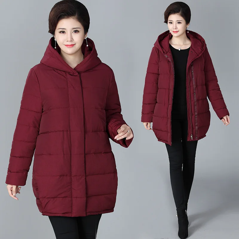 Autumn Winter Jacket Women Coat 2018 Loose Cotton Middle-aged Women Winter Coat Parka Warm Casual Plus Size 5XL Overcoat For Mom